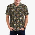 thumbnail image 2 of Balery Daisies Flowers Printed Men’s Short Sleeve Polo Shirt, Midweight Men's Shirt,Golf Polo shirts -Small, 2 of 8