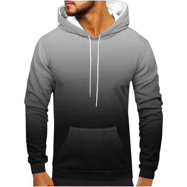 Sudadera con capucha para hombre, estilo casual, a la moda, con cuello redondo, bolsillos y estampado degradado, sudadera de manga larga con capucha, blusa de poliéster para hombre