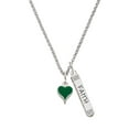thumbnail image 1 of Delight Jewelry Silvertone Small Long Green Heart Silvertone Believe Faith Prayer Hope Bar Charm Necklace, 23", 1 of 4