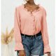 thumbnail image 3 of V cuello encaje costura superior dulce lindo ruffle TRIM camisa de manga larga color puro cómodo mujeres casual top, 3 of 6