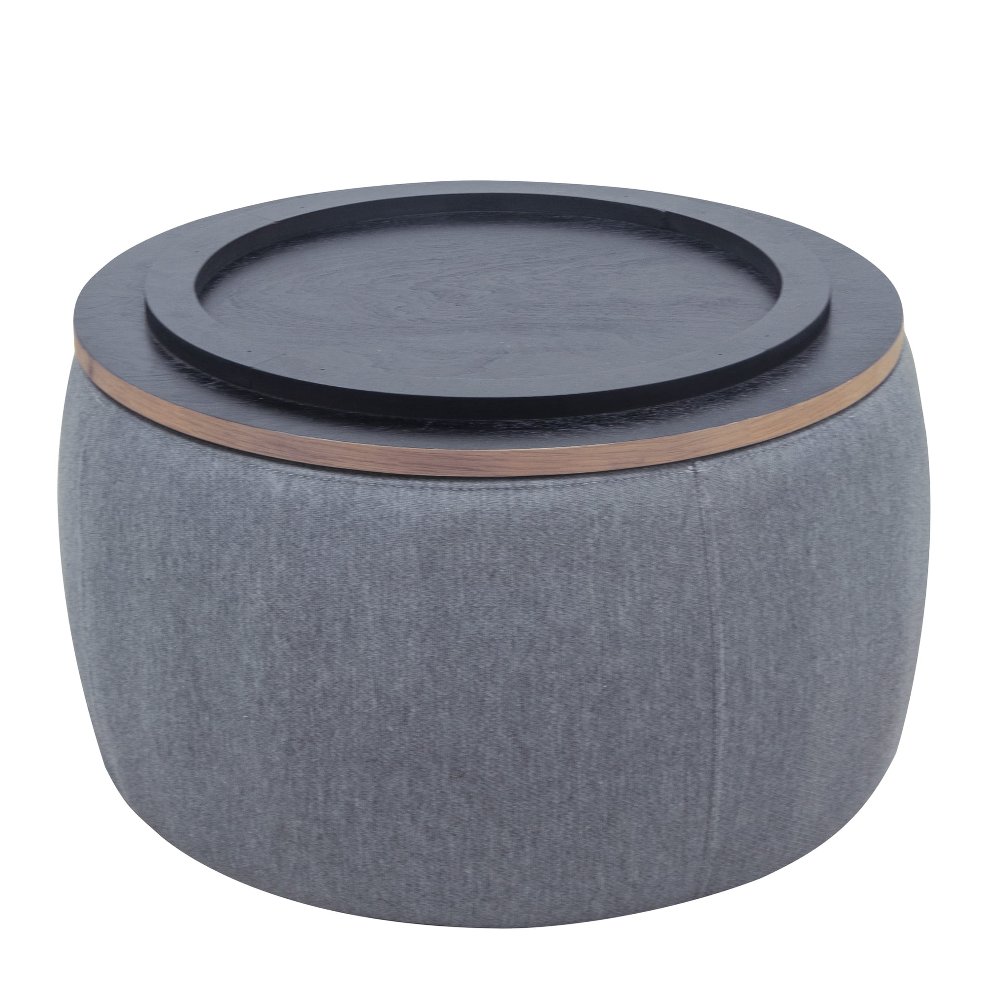 MOONMISS Round Storage Ottoman,25.5'' Foot Rest with Storage,Work as Side Table & Ottoman & Seat,Dark Grey