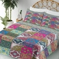 thumbnail image 3 of Ambesonne Boho Fitted & Top Sheet Set with Shams, Teardrop Paisley Colorful Art, Multicolor, 3 of 5