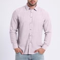 thumbnail image 2 of VSSSJ Linen Shirts for Men Regular Fit Long Sleeve Blouse Button Down Dress Shirts Vintage Turndown Collar Wedding Hawaiian Shirt Pink XL, 2 of 6