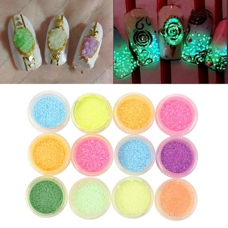 Nail Powder Neon Glow in the Dark Effect Nail Art Fluorescent Stone