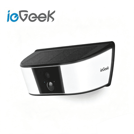ieGeek 2K Security Camera Wireless Outdoor, Solar Wall Camera, Smart Siren, Spotlights, Color Night Vision, PIR Human Detection, Pan Tilt Control, 2-Way Talk