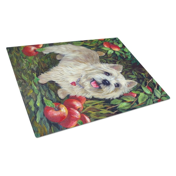 Carolines Treasures PPP3042LCB Cairn Terrier Apples Glass Cutting Board Large, 12H x 16W, multicolor