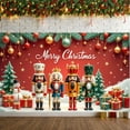 thumbnail image 3 of Nutcracker Design Merry Christmas Banner Red Background Christmas Display Gold Ornaments Gift Boxes Xmas Backdrop for Christmas Party Holiday Gathering Indoor Celebration, 3 of 9