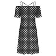 thumbnail image 4 of Moda mujer casual sexy hombro frío impresión verano manga corta vestido Fridja  bnh741, 4 of 4