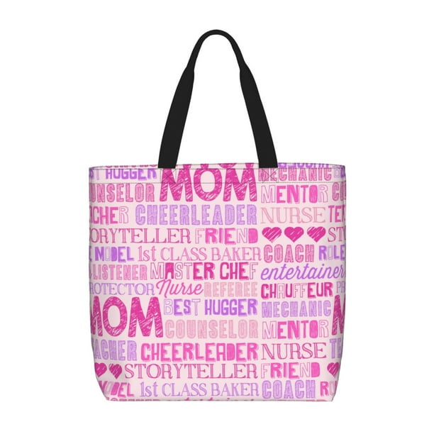 Fotbe Best Mom ever Bolsa Tote con Estampado para Mujer, Bolsos con Cremallera, Bolsa de Hombro Casual de Gran Capacidad con Bolsillos Internos
