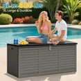 thumbnail image 4 of Seizeen 130Gal Deck Box Waterproof, Resin Outdoor Storage Box with Reinforced Frame, Patio Storage Box for Pool Accessories, Toy Storage, Cushions, Storage Bench Up to 600lbs, 4 of 10