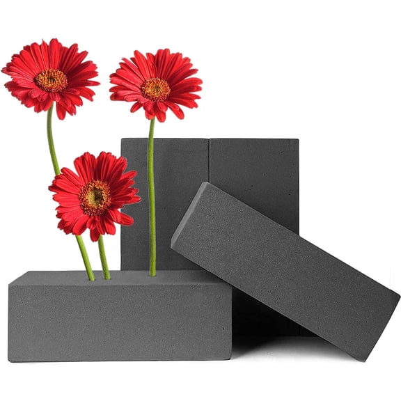 FUNSTITUTION Floral Foam Blocks Set of 4 Dry Foam Bricks for Artificial and Fresh Flower Arrangements, Gray