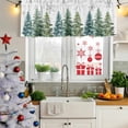 thumbnail image 5 of Green Christmas Tree Curtain Valances for Windows, Kitchen Valance Window Treatments Panel 2 Pack, Xmas Tree Grey Snowflake Rod Pocket Short Curtains for Bathroom Bedroom 54 x 18 Inch, 5 of 8