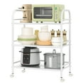 thumbnail image 3 of Cshidworld 3-Tier Metal Rolling Cart, Heavy Duty Multifunctional Metal Frame with 2 Lockable Wheels, Storage Rack Kitchen Cart Island with Shelves for Home Office Kitchen Bathroom Bedroom, White, 3 of 8