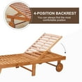 thumbnail image 3 of Outsunny Outdoor Folding Chaise Lounge Chair Recliner with Wheels, Acacia Wood Frame - Teak Color, 3 of 9