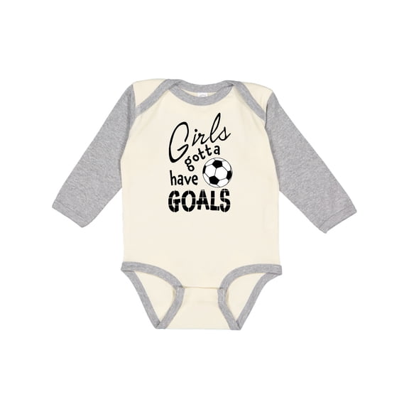 Inktastic Girls Gotta Have Goals Soccer Girls Long Sleeve Baby Bodysuit