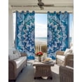 thumbnail image 4 of Blue Boho Floral Blackout Curtains 39 Inches Long for Bedroom, Ethnic Tribal Abstract Flowers Motifs Thermal Insulated Room Darkening Black Out Window Curtain Panels Grommet Drapes for Living Room, 4 of 8