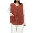 thumbnail image 2 of Zedker Womens Waistcoat Fleece Lightweight Vest Sleeveless Button Down Jacket Coat ,Plus Size RedXL, 2 of 6