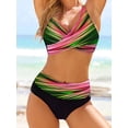 thumbnail image 6 of Sexy Stripe Bikini Women Cross Front Gradient Printed Swimsuit Triangle Swimwear Female Padded Bathing Suit High Waist Beachwear, 6 of 7