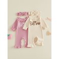 thumbnail image 3 of RUINIXCW Baby Girl Little Sister Outfit Newborn Baby Girl Hospital Coming Home Outfit Waffled Romper Infant Baby Girls Fall Winter Clothes Long Sleeve Jumpsuit Headband Set, 3 of 9