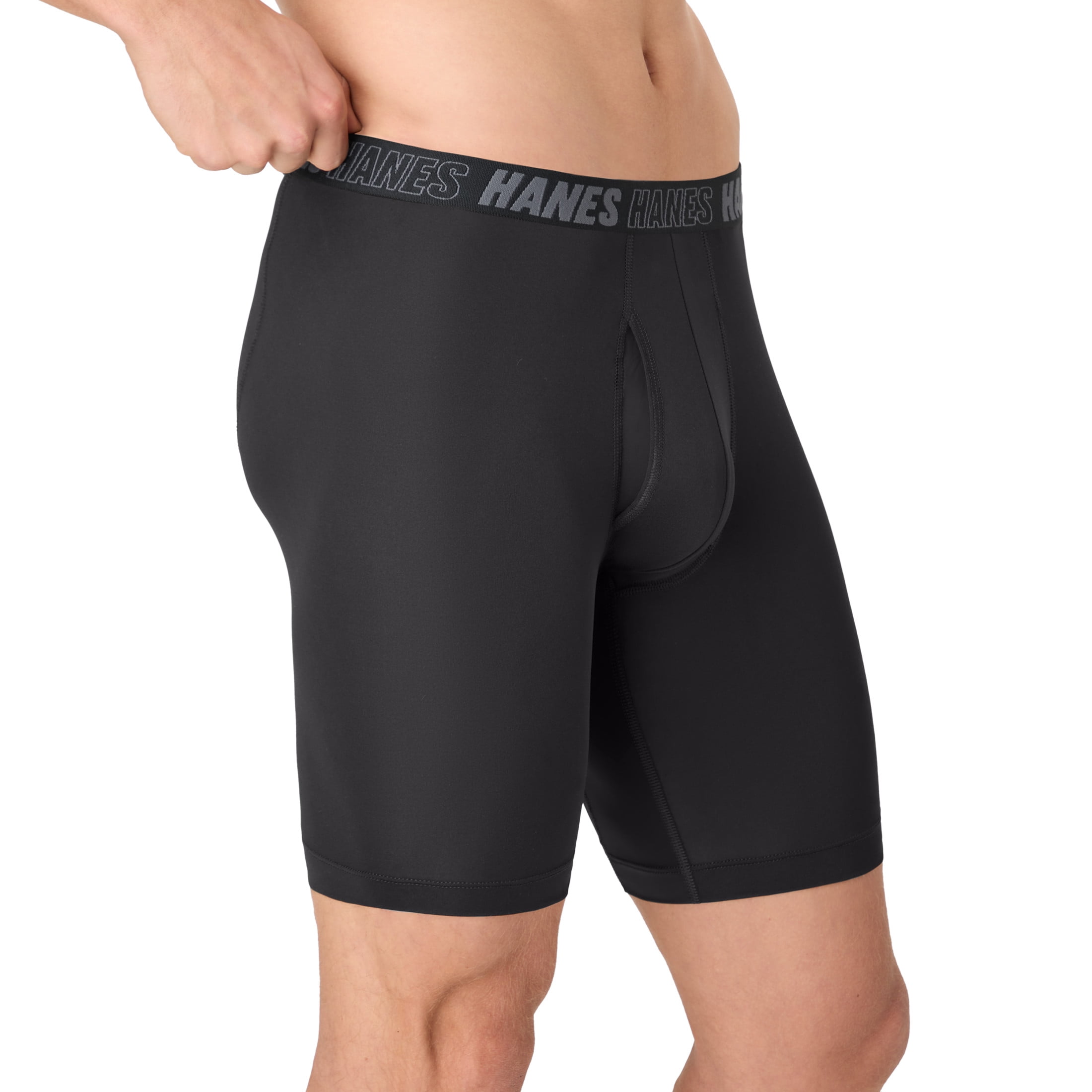 Hanes Mens Underwear Boxer Briefs, 3-Pack, Moves Anti Chafe Boxer Briefs with Total Support Pouch