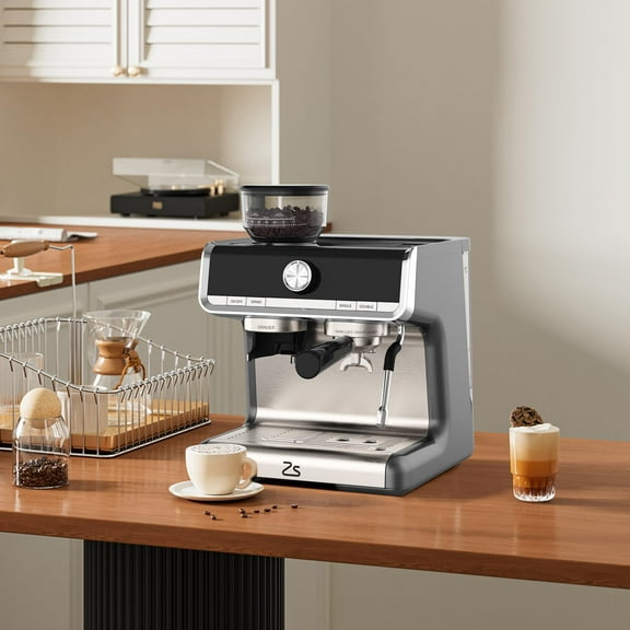 Huisuilinss Semi Automatic Espresso Machine,Espresso Maker,Latte & Cappuccino Maker,20 Bar Pump Pressure Milk Frother Steam Wand,5oz Water Tank,Stainless Steel Latte Cappuccino Coffee Maker for Home