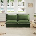 thumbnail image 3 of Convertible 2 Seater Deep Seat Sofa, Chenille Sectional Sofa Couch with Slip-cover, Upholstered Armless Cloud Couch with Pillow for Living Room, Apartment, Free Combination Cozy Sofa, Green, 3 of 7