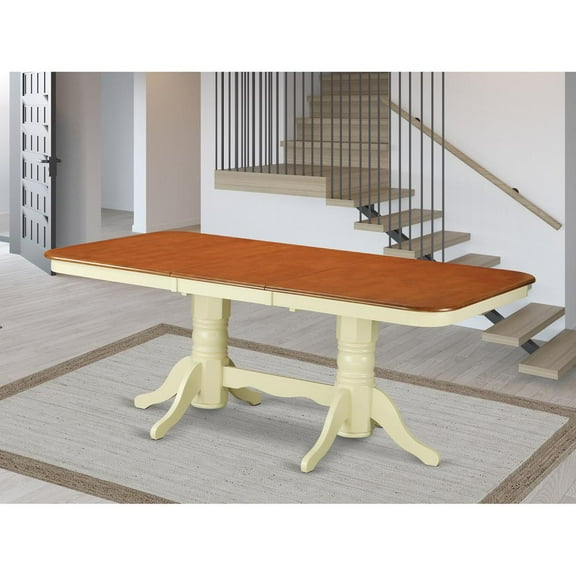 East West Furniture Napoleon Wood Dining Table in Cream/Cherry