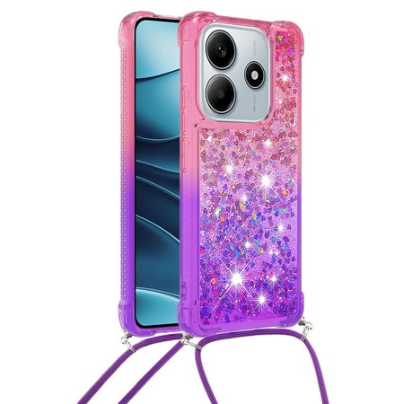 GY-MCKK for Xiaomi Redmi Note 14 4G 163 Case Girls Women Cute Glitter Soft TPU Phone Case with Strap Lanyard Shockproof Protective Cover-B2