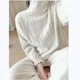 thumbnail image 4 of Suéter de punto de cuello alto, pantalones anchos y rectos, pantalones casuales, otoño e invierno, conjunto de moda para mujer de altura alta, 4 of 4