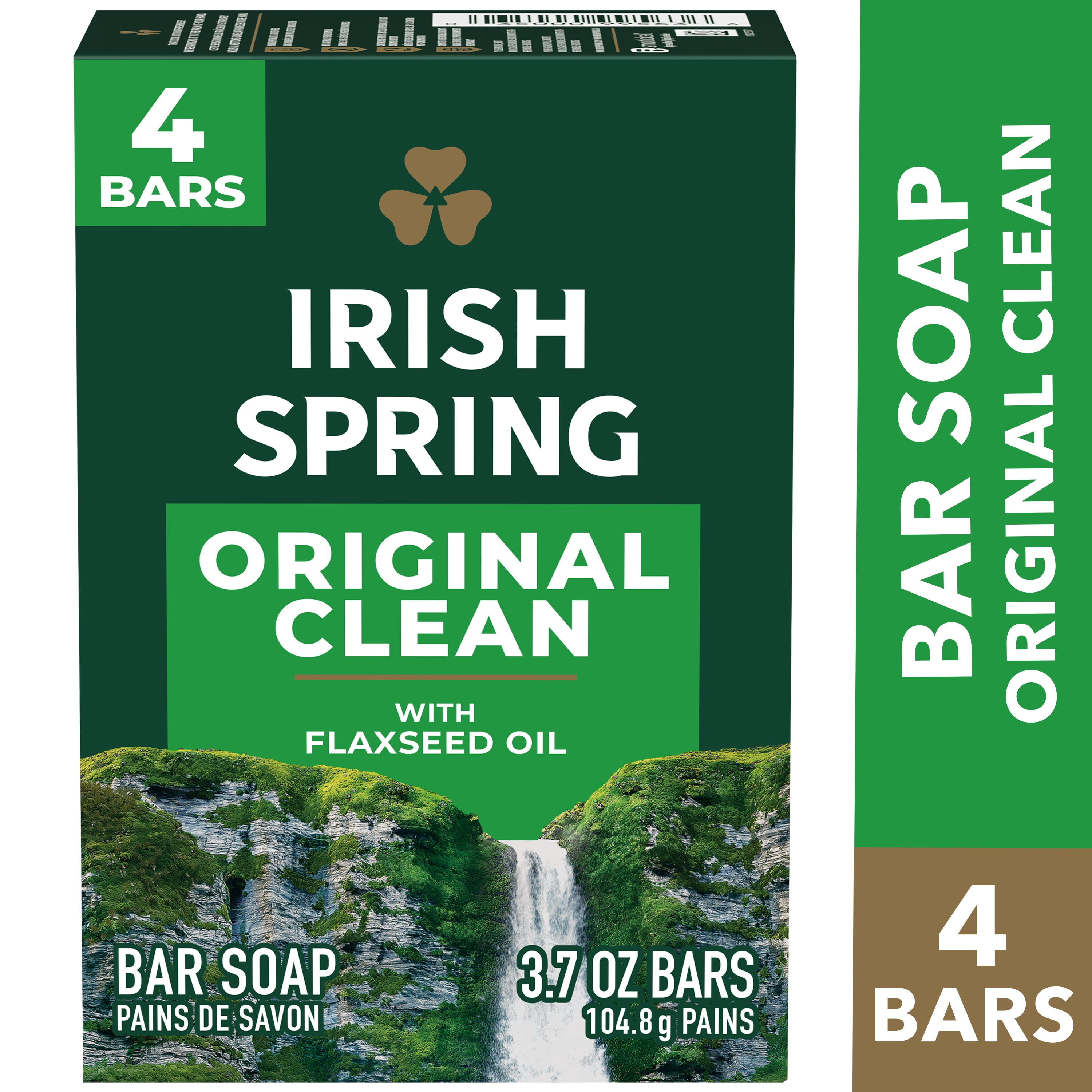 Irish Spring Bar Soap for Men, Original Clean Deodorant Bar Soap, 3.7 Oz, 4 Pack
