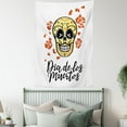 thumbnail image 4 of Day of the Dead Tapestry, Roses Sugar Skull and Mexican Calligraphy, Wall Hanging for Bedroom Living Room Dorm Decor, 40W X 60L Inches, Cinnamon Mustard, by Ambesonne, 4 of 5