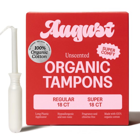 Tampones August Súper y Regular Paquete de 36 Algodón Orgánico