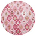 thumbnail image 3 of 15 Inch Round Grid Plate Mats Heat Non-Slip Resistant PVC Placemats for Kitchen Dining Table Decor Pink and White Christmas Motifs 1PCS, 3 of 5