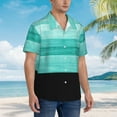 thumbnail image 5 of Xecao Teal Turquoise print Hawaiian shirt - a stylish short-sleeve button-down for men, perfect for casual beach and tropical outings., 5 of 9