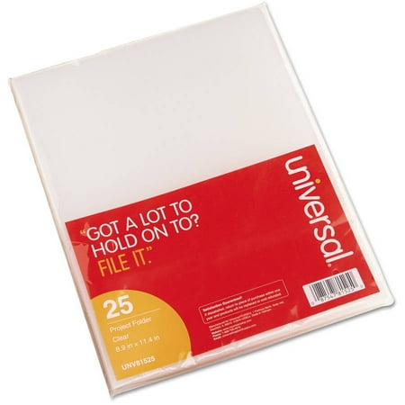 Project Folder Letter - (3 Pack) Universal Project Folders, Jacket, Poly, Letter, Clear, 25/Pack -UNV81525