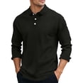 thumbnail image 2 of HOMADLES Mens polo Shirt Long Sleeve Button Collar Casual Tops Stretch Soft Lightweight polo Shirt Black Size 2XL, 2 of 6