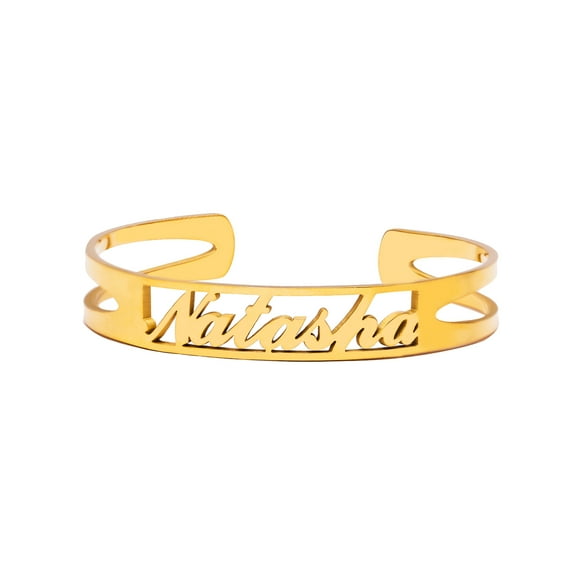 Custom Name Cuff Bracelet Bangle Stainless Steel Personalized Name Bracelet 18K Gold Plated Name Cuff Bangle Customized Jewelry Gifts for Women