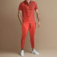 thumbnail image 2 of TAIAOJING Suits For Men Short Sleeved Two Piece Pant Suit Light Color Change Lapel Suit Fashion Half Zip Sports Suit Casual Loose Pant Sets, 2 of 8