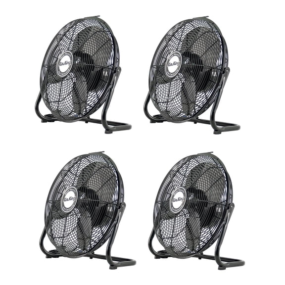 Air King 12" 1/25 HP 3-Speed Industrial Open Motor Pivoting Floor Fan (4 Pack)