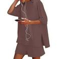 thumbnail image 6 of Women's Shorts Suit Women'S 2 Piece Short Sleeved Top And Elastic Waist Shorts Casual Set,Brown Women's Shorts Suit 2XL, 6 of 8