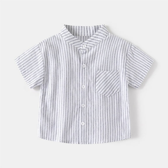 NAISIBABY Boys Button-Up Shirt, Plaid Graphic Cotton Breathable Short Sleeve Casual Formal Dress Shirt White 4-5T