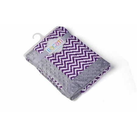 Royal Blue Receiving Blanket - Bacati - Ikat Zigzag with Grey Border 30 x 40 inches Plush Blanket, Purple/Grey