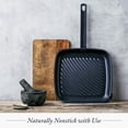 thumbnail image 4 of 11" Pre-Seasoned Carbon Steel Square Grill Pan, Lightweight Nonstick Cast Iron Alternative, High-Heat Skillet for Grilling & Cooking, 4 of 7