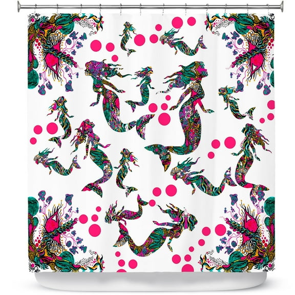 Shower Curtains 70" x 73" from DiaNoche Designs by Susie Kunzelman - Mermaid 3 Pinks