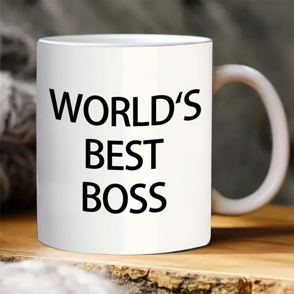 1pc, Worlds Best Boss Mug, The Office Coffee Mug, Office Decor, Gift For Office Fans Boss Coworkers Or Friends, Funny Gift, Tea Cup, 11oz Ceramic Coffee Mug Double-sided Design, Drinkware, Home Decor