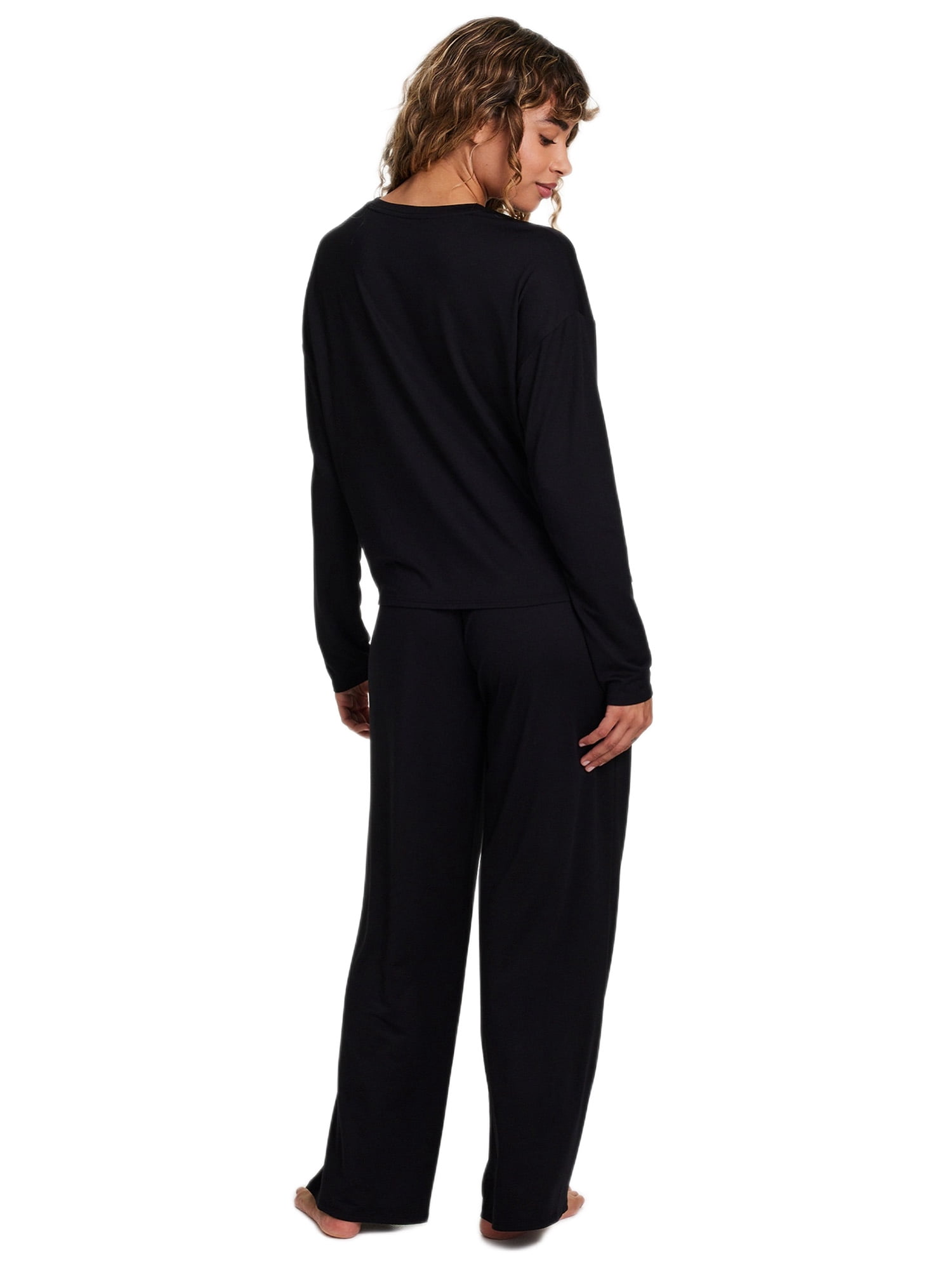 REALTREE Women's & Women's Plus Long Sleeve Comfy Wide Leg Pant Pant Pajama Lounge Sleep Set, 2-Piece, Sizes S-3XL