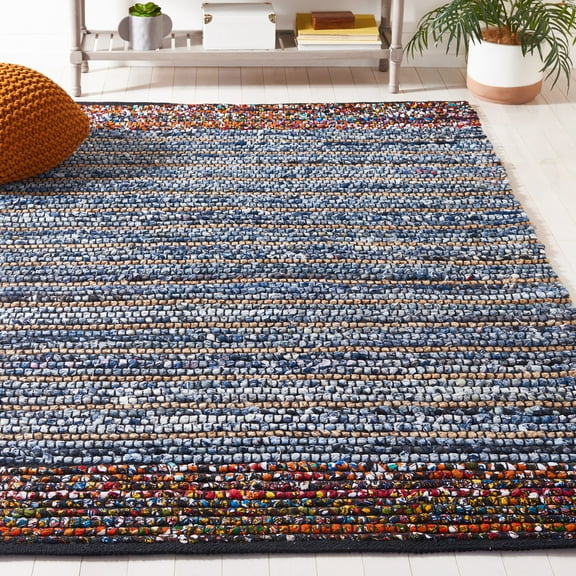 SAFAVIEH Cape Cod Carleen Geometric Area Rug, Natural/Blue, 5' x 8'