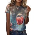 thumbnail image 3 of Tulip T-Shirts Casual T-Shirt Short Sleeve Women Trendy Tshirt Beach Custom Tops, 3 of 5