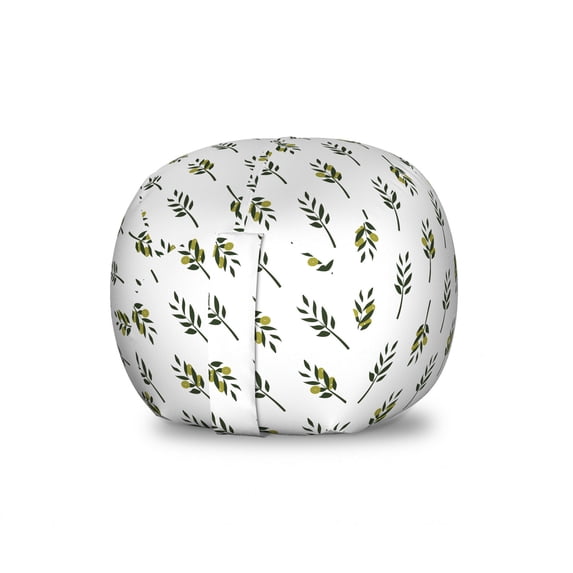 Botanical Storage Toy Bag Chair, Diagonal Symmetric Olive Branches Pattern on Plain Background, Stuffed Animal Organizer Washable Bag, Large Size, Evergreen Olive Green, by Ambesonne