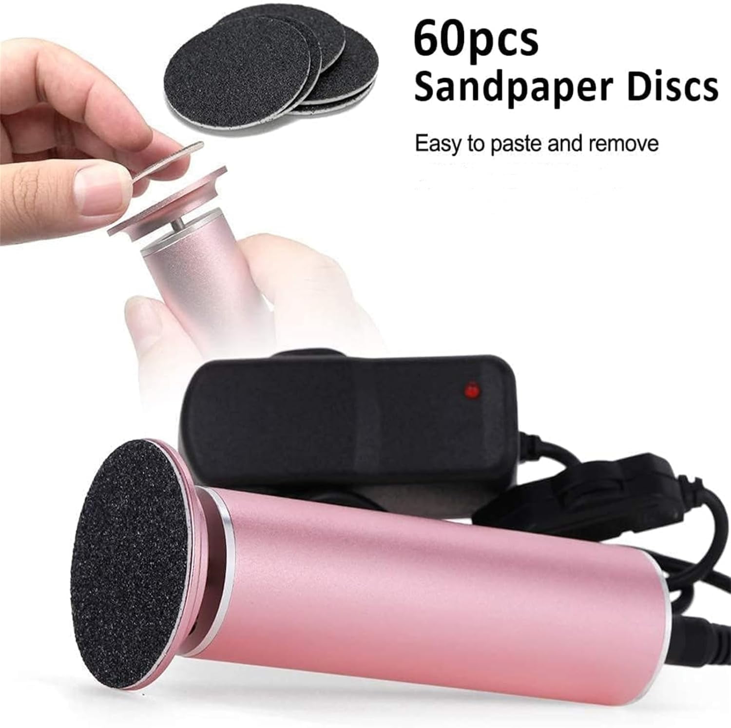 Wireless Electric Callus Remover for Feet, Powerful Electric Foot Callus Remover Adjustable Speed Electric Foot File with 60PCS Sanding Discs Pedicure Tools Feet Scrubber Dead Skin Foot Grinder, Pink